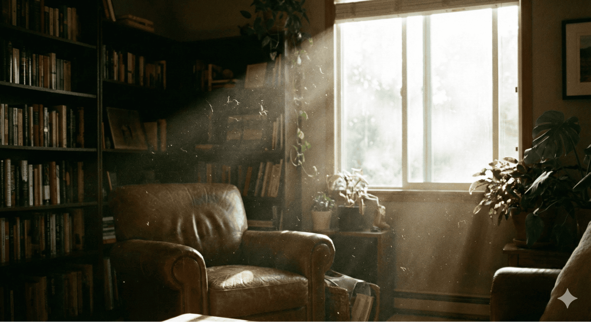 Pet dander and dust particles floating in indoor air